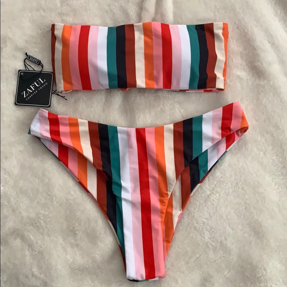 Zaful strapless bandeau style bikini set